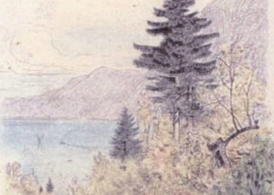 Peinture Albert Gos - Montagne et lac